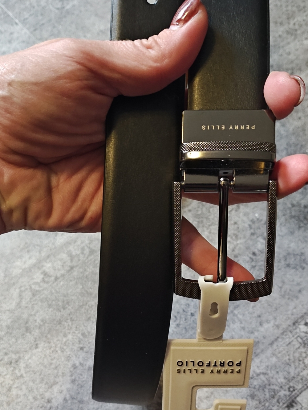 Perry Ellis Reversible Brown/Black Leather Belt with Silver Buckle